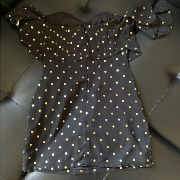 LOVER & FRIENDS BLACK GOLD MINI DRESS - Picture 4 of 10